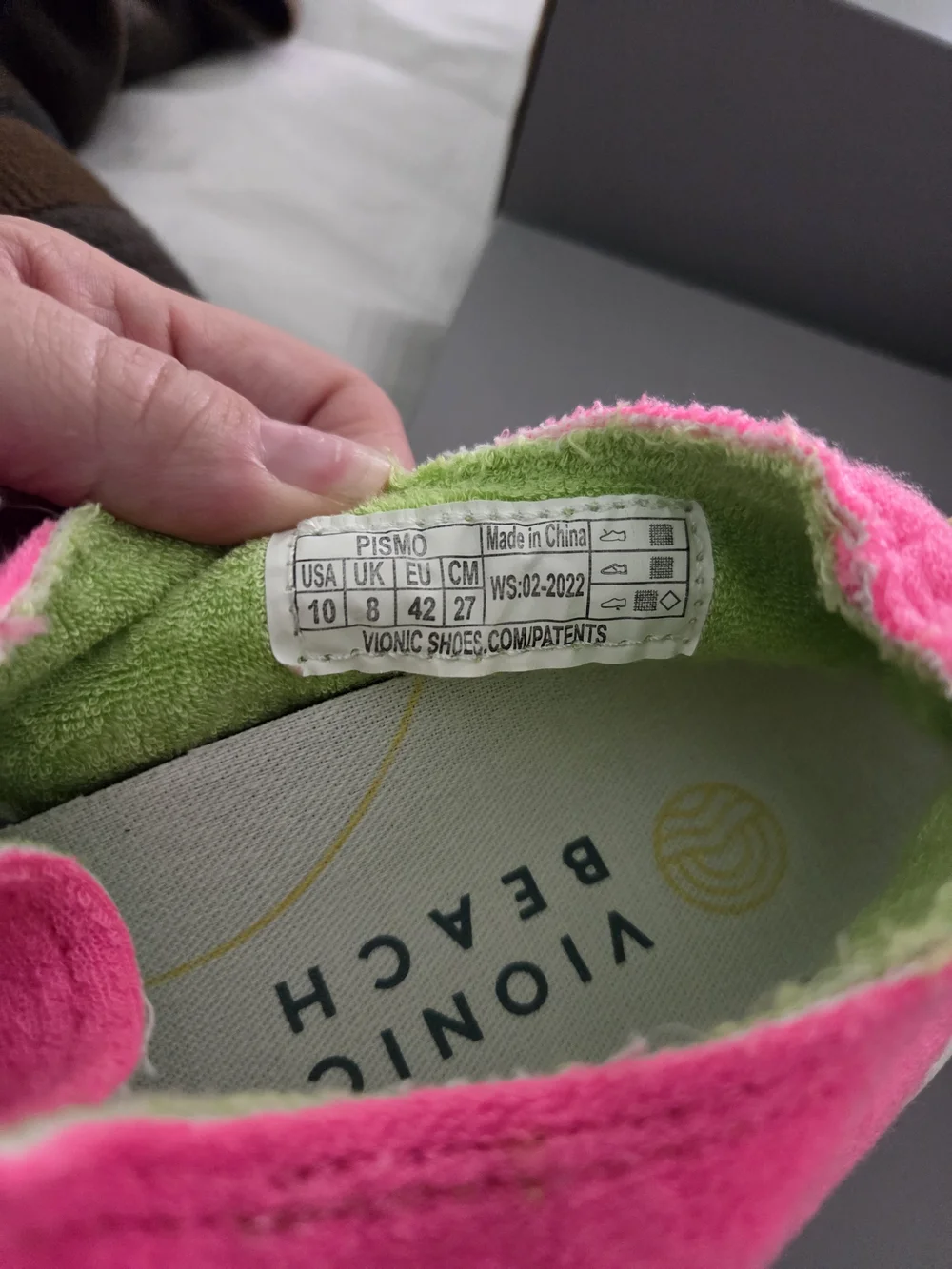 Vionic Hot Pink Slip-On Sneakers with Lime Green Lining - Picture 5 of 7